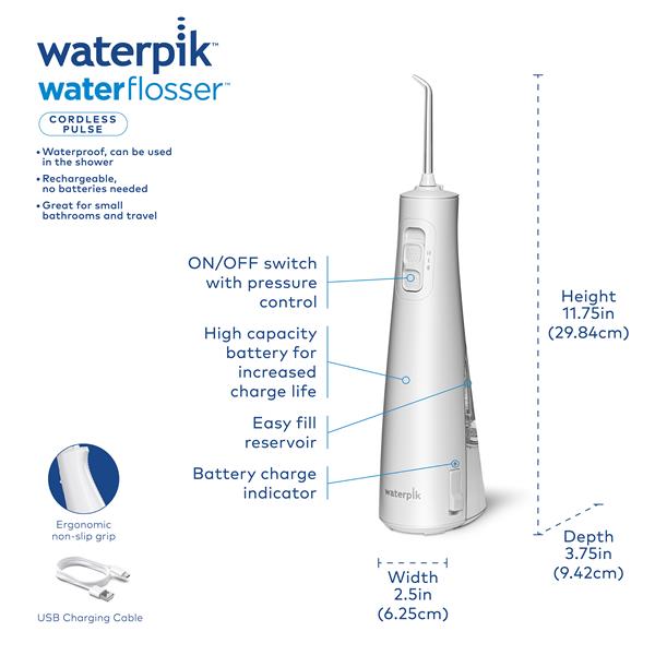 White Waterpik? Cordless Pulse Water Flosser - Image 2